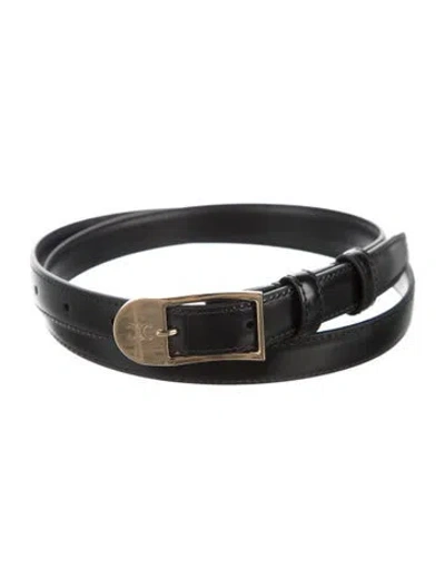 Pre-owned Celine Skinny Leather Belt In Black