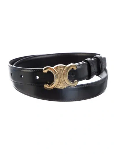 Pre-owned Celine Skinny Leather Belt In Black