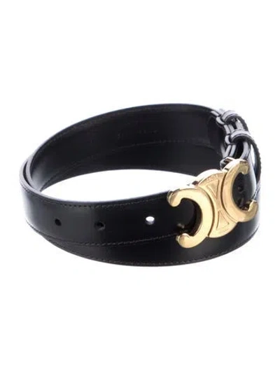 Pre-owned Celine Skinny Leather Belt In Black