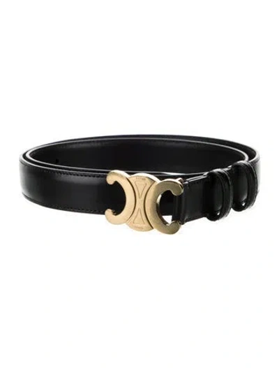 Pre-owned Celine Skinny Leather Belt In Black