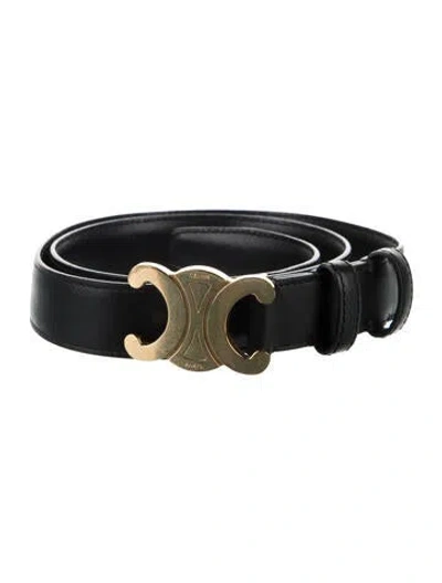 Pre-owned Celine Skinny Leather Belt In Black