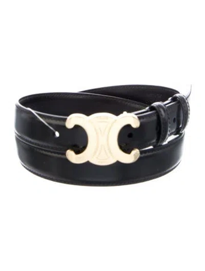 Pre-owned Celine Skinny Leather Belt In Black