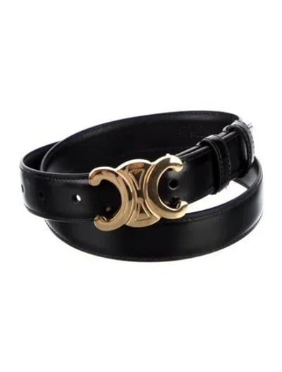Pre-owned Celine Skinny Leather Belt In Black