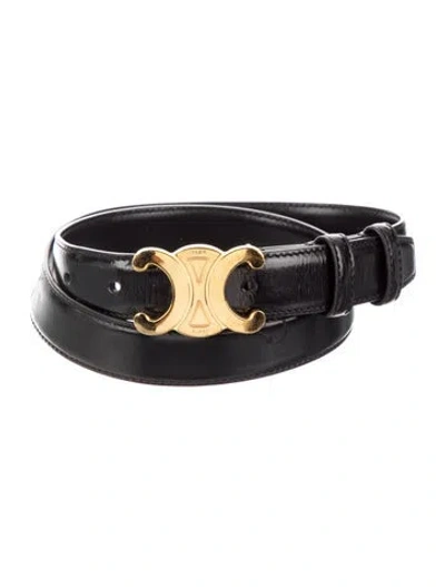 Pre-owned Celine Skinny Leather Belt In Black