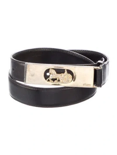 Pre-owned Celine Skinny Leather Belt In Black