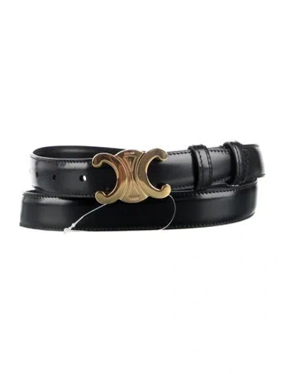 Pre-owned Celine Skinny Leather Belt In Black