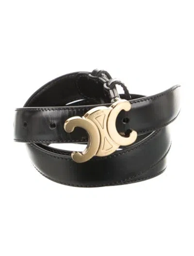 Pre-owned Celine Skinny Leather Belt In Black