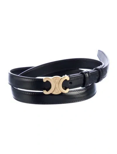 Pre-owned Celine Skinny Leather Belt In Black