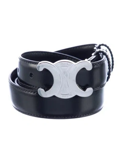 Pre-owned Celine Skinny Leather Belt In Black