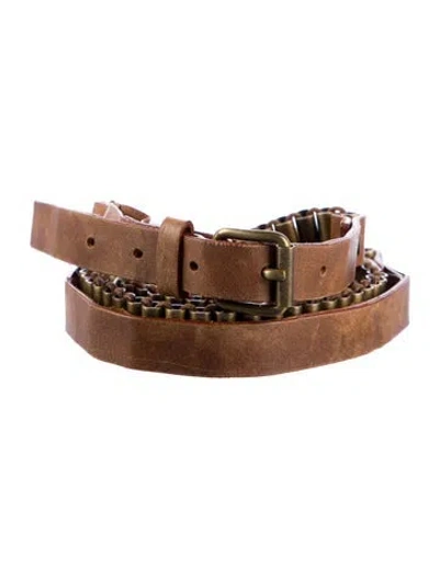 Pre-owned Celine Skinny Leather Belt In Brown