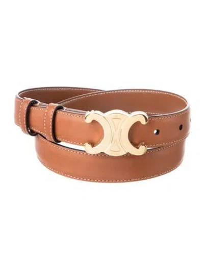 Pre-owned Celine Skinny Leather Belt In Brown