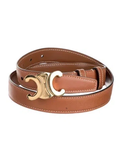 Pre-owned Celine Skinny Leather Belt In Brown