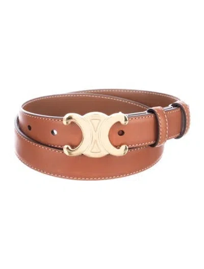 Pre-owned Celine Skinny Leather Belt In Brown