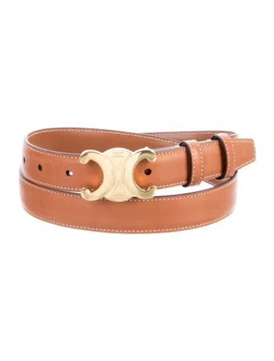 Pre-owned Celine Skinny Leather Belt In Brown