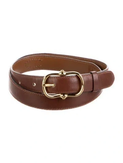 Pre-owned Celine Skinny Leather Belt In Brown