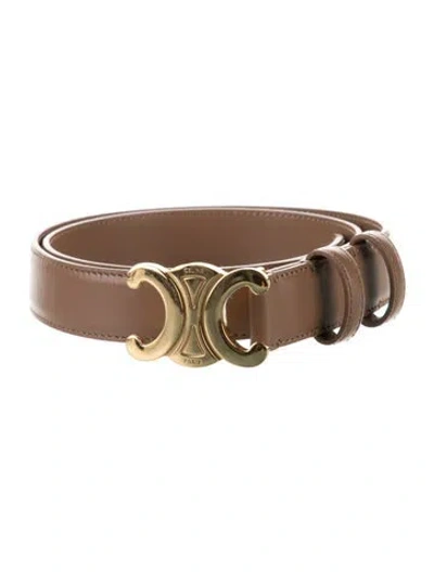 Pre-owned Celine Skinny Leather Belt In Brown