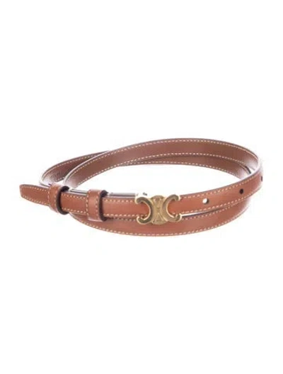 Pre-owned Celine Skinny Leather Belt In Brown
