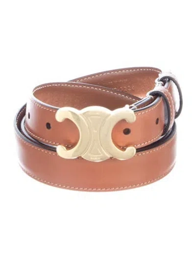 Pre-owned Celine Skinny Leather Belt In Brown