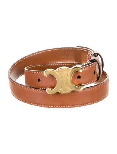 Pre-owned Celine Skinny Leather Belt In Brown