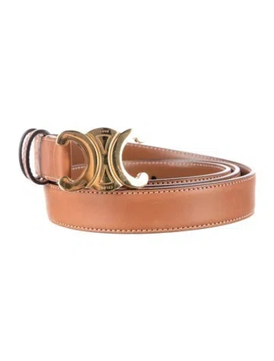 Pre-owned Celine Skinny Leather Belt In Brown