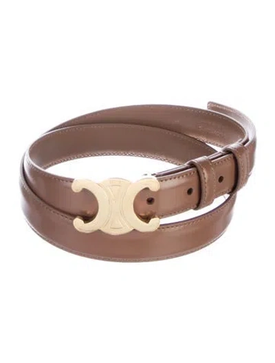 Pre-owned Celine Skinny Leather Belt In Brown