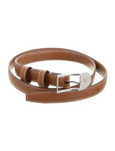 Pre-owned Celine Skinny Leather Belt In Brown