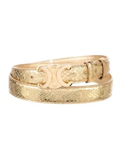 Pre-owned Celine Skinny Leather Belt In Gold