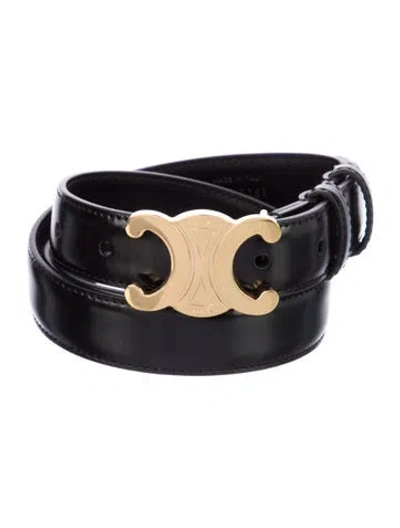 Pre-owned Celine Skinny Leather Belt Kit In Black
