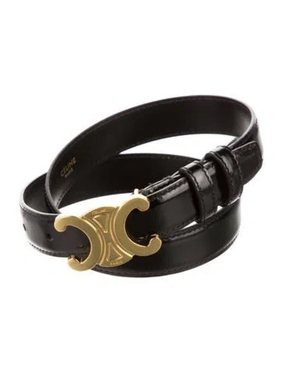 Pre-owned Celine Skinny Leather Belt Kit In Black