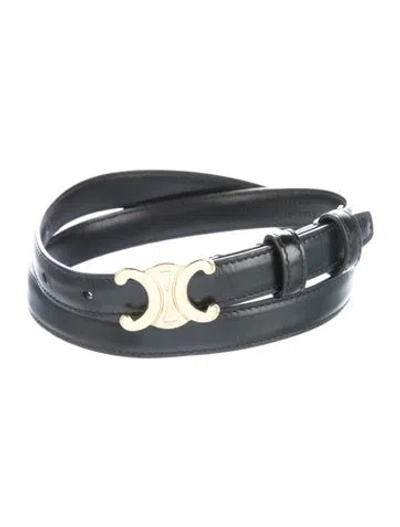 Pre-owned Celine Skinny Leather Belt Kit In Black