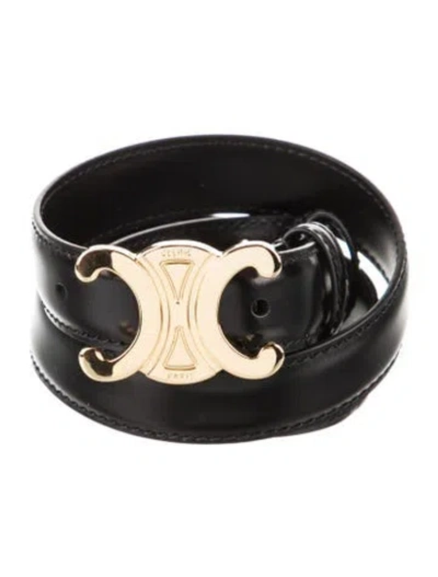 Pre-owned Celine Skinny Leather Belt Kit In Black
