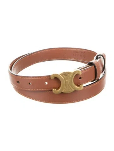 Pre-owned Celine Skinny Leather Belt Kit In Brown