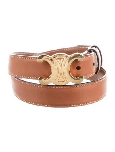 Pre-owned Celine Skinny Leather Belt Kit In Brown