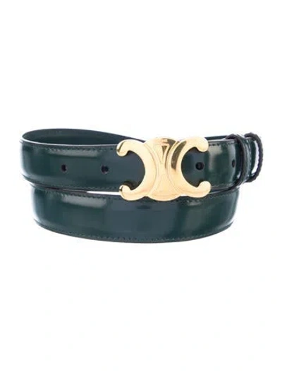 Pre-owned Celine Skinny Leather Belt Kit In Green