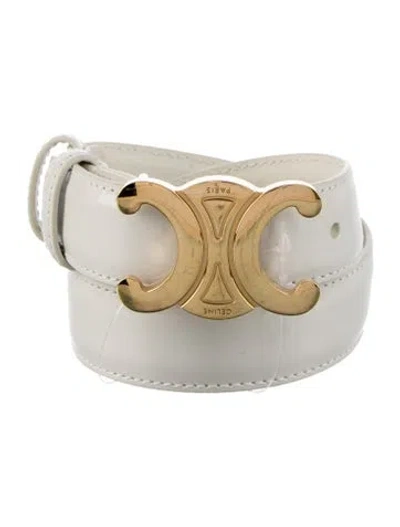 Pre-owned Celine Skinny Leather Belt Kit In White