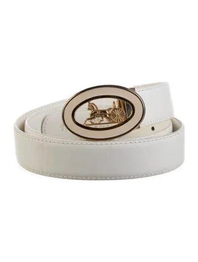Pre-owned Celine Skinny Leather Belt In White