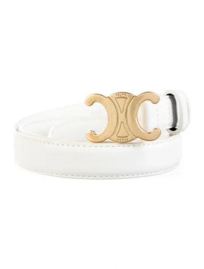 Pre-owned Celine Skinny Leather Belt In White
