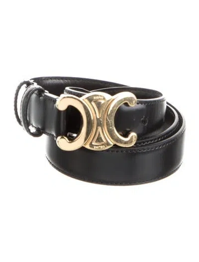 Pre-owned Celine Skinny Leather Waist Belt In Black