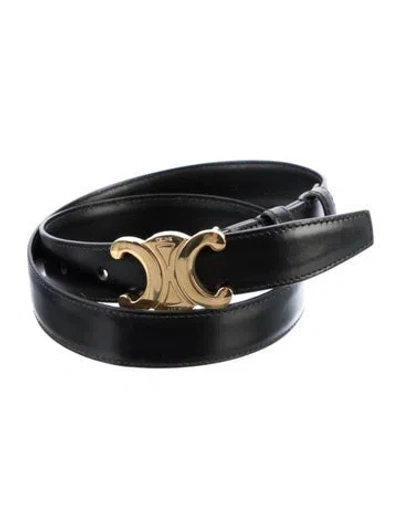 Pre-owned Celine Skinny Leather Waist Belt In Black