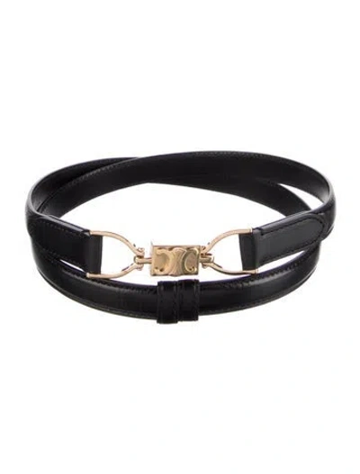 Pre-owned Celine Skinny Leather Waist Belt In Black