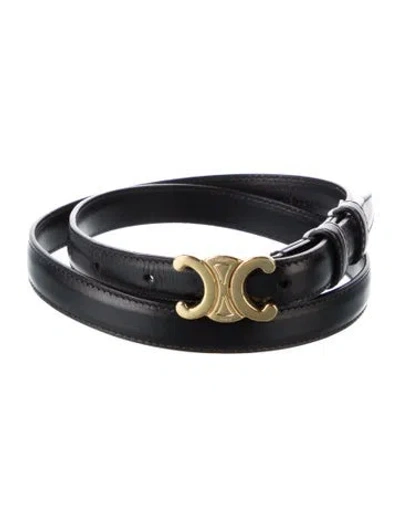 Pre-owned Celine Skinny Leather Waist Belt In Black