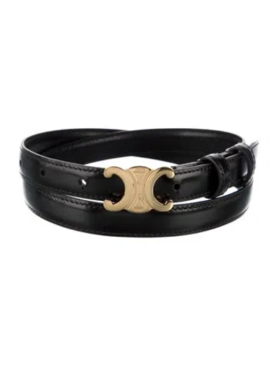 Pre-owned Celine Skinny Leather Waist Belt In Black