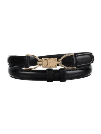Pre-owned Celine Skinny Leather Waist Belt In Black
