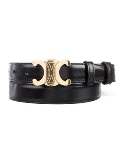 Pre-owned Celine Skinny Leather Waist Belt In Black