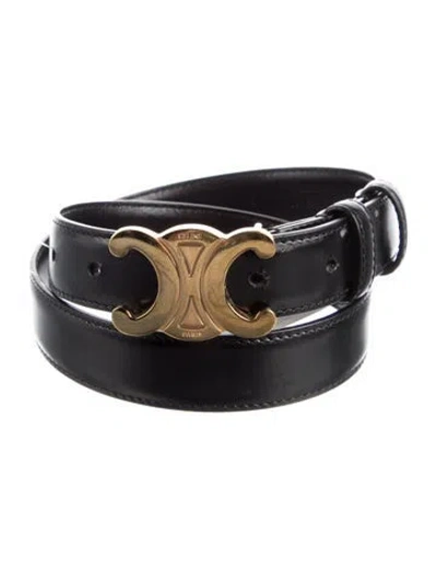 Pre-owned Celine Skinny Leather Waist Belt In Black