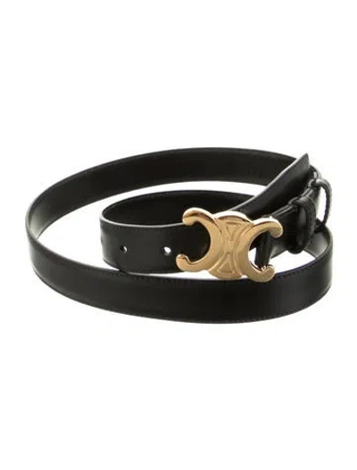 Pre-owned Celine Skinny Leather Waist Belt In Black