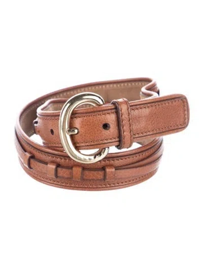 Pre-owned Celine Skinny Leather Waist Belt In Brown