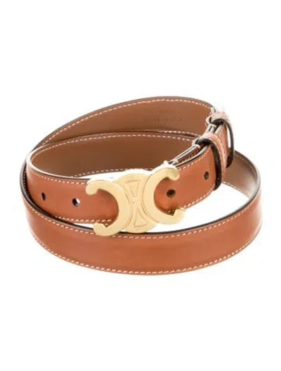 Pre-owned Celine Skinny Leather Waist Belt In Brown