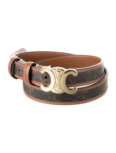 Pre-owned Celine Skinny Leather Waist Belt In Brown