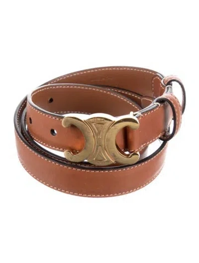 Pre-owned Celine Skinny Leather Waist Belt In Brown